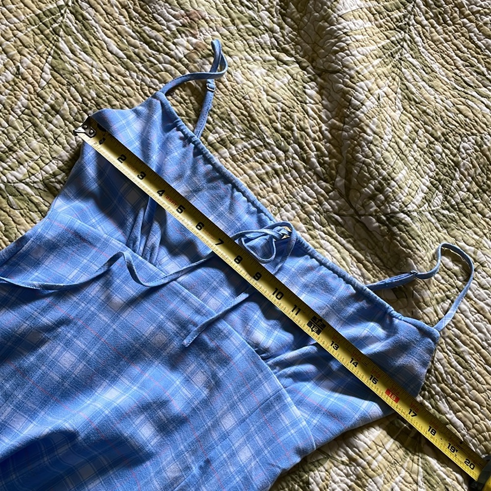 Vintage Sky Blue Plaid Chemise or slip dress - Picture 5 of 7